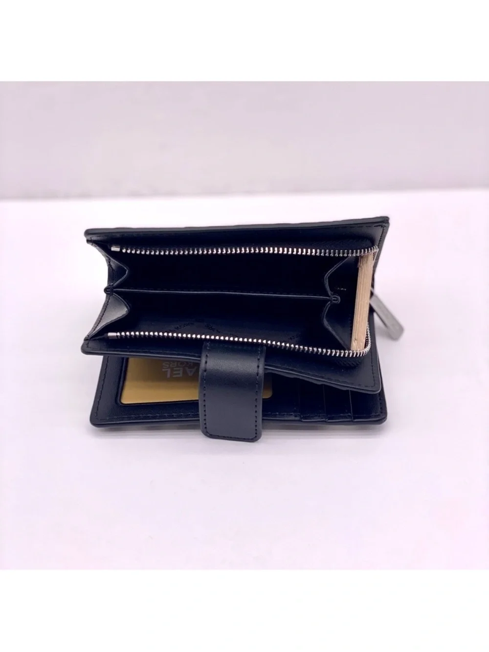 Michael Kors Black & White Floral Card Holder Wallet